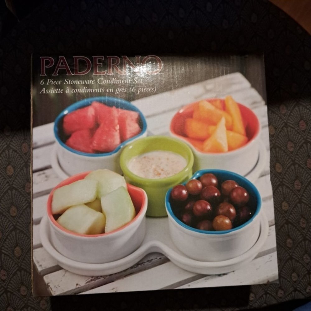 Paderno 6 piece stoneware condiment set, New
